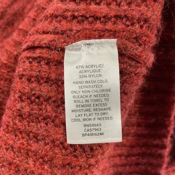 New BP Pointelle Chunky Knit Long Sleeve Oversized Sweater Red Rhubarb Size XXS - Picture 16 of 16